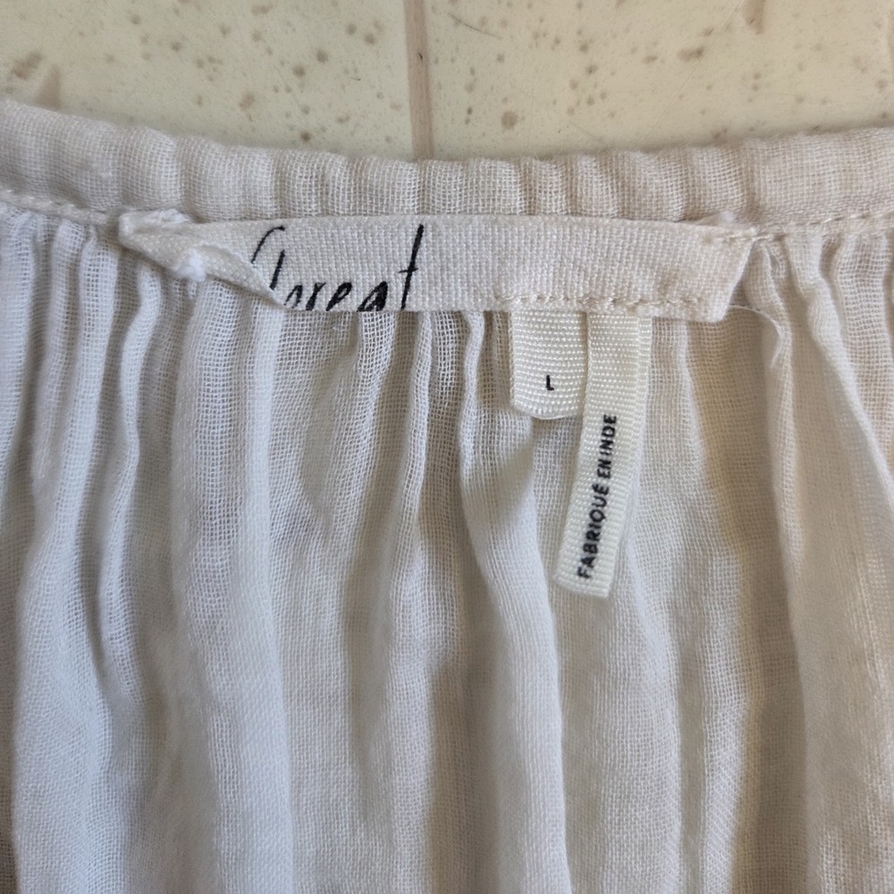Anthropologie White Blouse with Yellow Embroidery - Picture 3 of 5